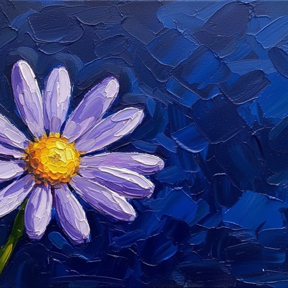 Elegant Purple and Yellow Daisy Art Print Rolled Art Print. 16x16